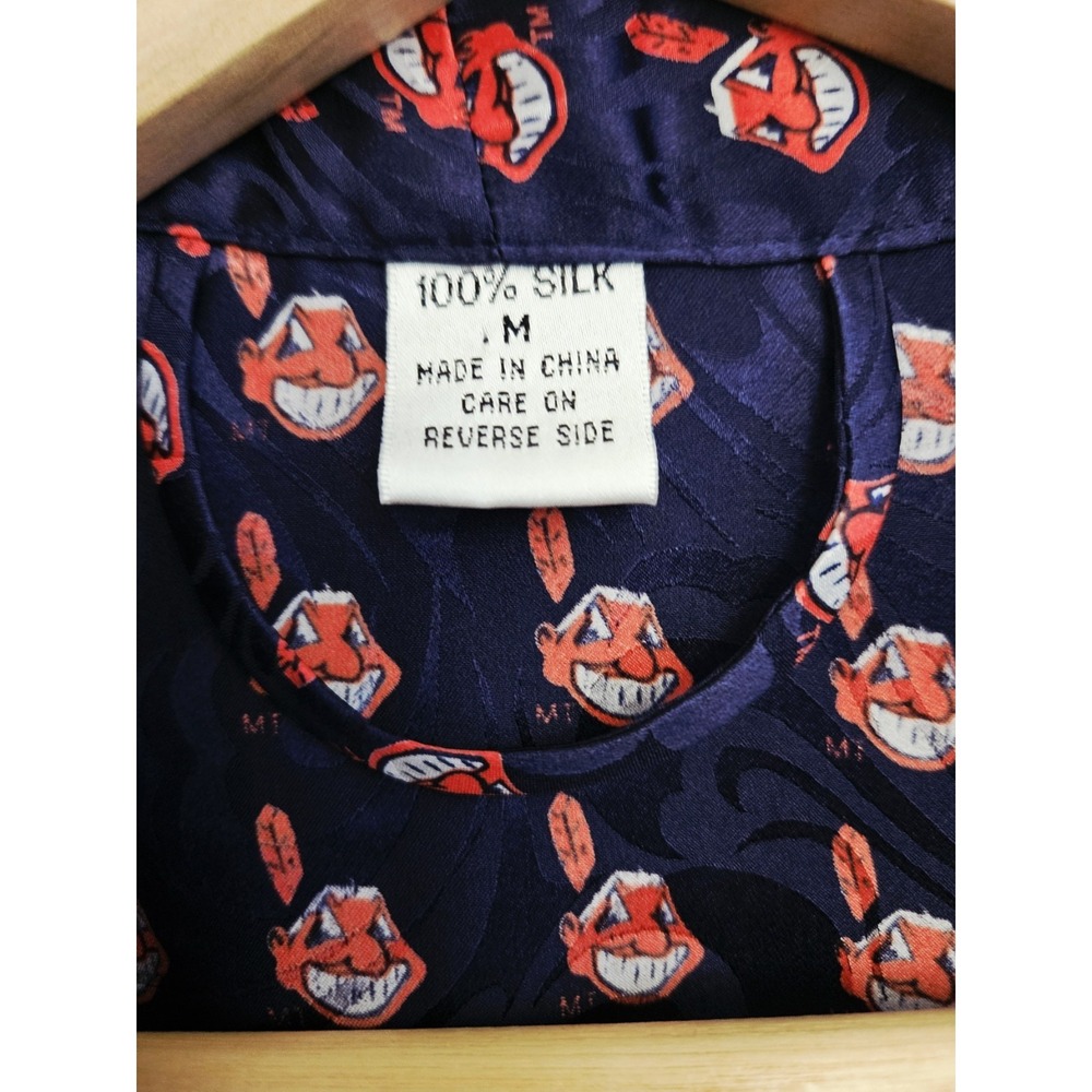 MINT Vtg Cleveland Indians Chief Wahoo 3pc 100% Silk Pajama Set Robe Cami NWOT M - Picture 3 of 9